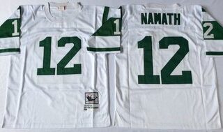 Mitchell And Ness jets #12 Joe Namath white Throwback Stitched NFL Jerseys