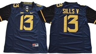 Mountaineers #13 David Sills V Navy Blue Limited Stitched NCAA Jersey