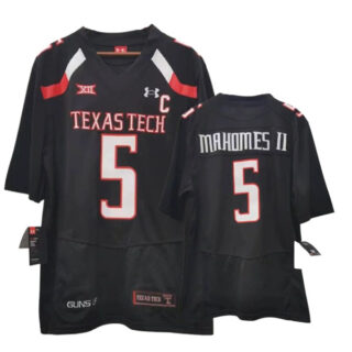 Custom NCAA #5 Patrick Mahomes Texas Tech Jersey black