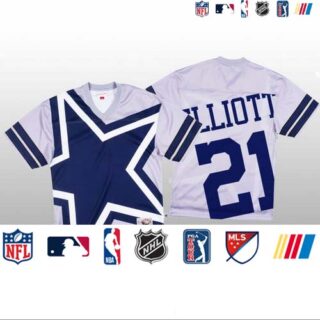 NFL Dallas Cowboys #21 Ezekiel Elliott White Men's Mitchell & Nell Big Face Fashion Limited NFL Jersey
