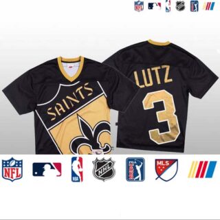 NFL New Orleans Saints #3 Wil Lutz Black Men's Mitchell & Nell Big Face Fashion Limited NFL Jersey