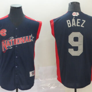 National League 9 Javier Baez Navy 2019 MLB All-Star Game Workout Player Jersey