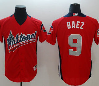 National League 9 Javier Baez Red 2018 MLB All-Star Game Home Run Derby Jersey