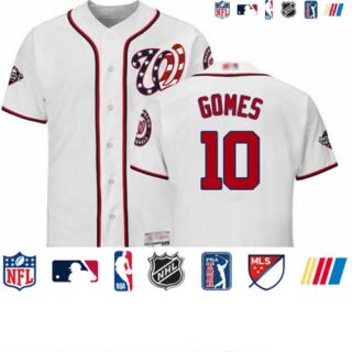 Nationals #10 Yan Gomes White Flexbase Authentic Collection 2019 World Series Bound Stitched Baseball Jersey
