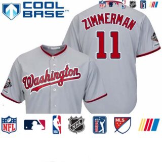Nationals #11 Ryan Zimmerman Grey Cool Base 2019 World Series Champions Stitched Youth Baseball Jersey
