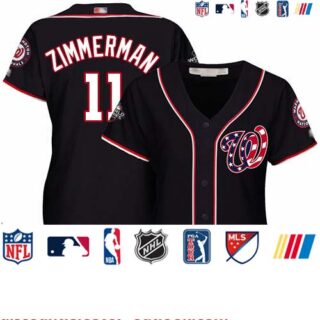 Nationals #11 Ryan Zimmerman Navy Blue Alternate 2019 World Series Bound Women's Stitched Baseball Jersey