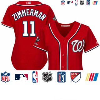 Nationals #11 Ryan Zimmerman Red Alternate 2019 World Series Champions Women's Stitched Baseball Jersey