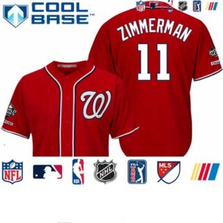 Nationals #11 Ryan Zimmerman Red Cool Base 2019 World Series Champions Stitched Youth Baseball Jersey
