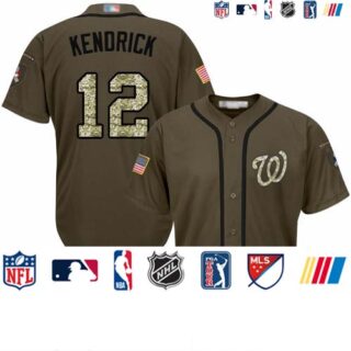 Nationals #12 Howie Kendrick Green Salute to Service Stitched Baseball Jersey