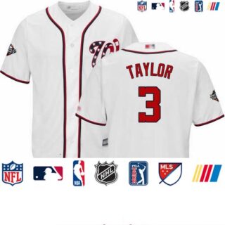 Nationals #3 Michael Taylor White Cool Base 2019 World Series Bound Stitched Youth Baseball Jersey