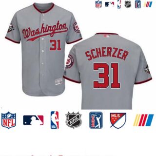 Nationals #31 Max Scherzer Grey Flexbase Authentic Collection 2019 World Series Bound Stitched Baseball Jersey