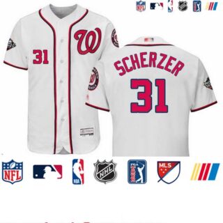 Nationals #31 Max Scherzer White Flexbase Authentic Collection 2019 World Series Bound Stitched Baseball Jersey