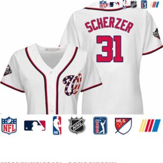 Nationals #31 Max Scherzer White Home 2019 World Series Bound Women's Stitched Baseball Jersey