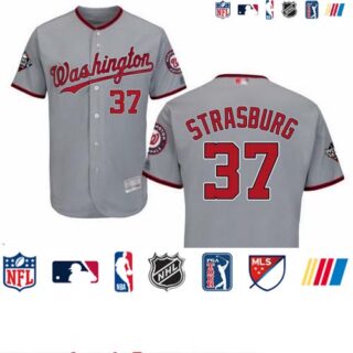 Nationals #37 Stephen Strasburg Grey Flexbase Authentic Collection 2019 World Series Bound Stitched Baseball Jersey