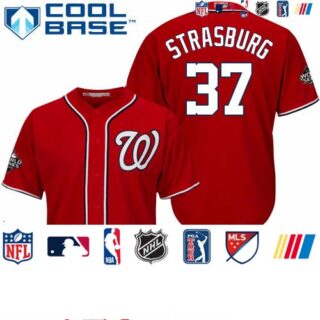 Nationals #37 Stephen Strasburg Red New Cool Base 2019 World Series Bound Stitched Baseball Jersey