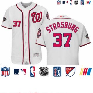 Nationals #37 Stephen Strasburg White Flexbase Authentic Collection 2019 World Series Bound Stitched Baseball Jersey