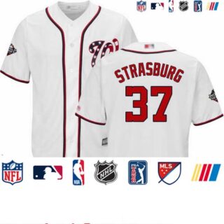 Nationals #37 Stephen Strasburg White New Cool Base 2019 World Series Bound Stitched Baseball Jersey