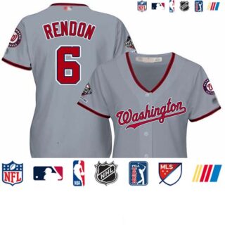 Nationals #6 Anthony Rendon Grey Road 2019 World Series Champions Women's Stitched Baseball Jersey