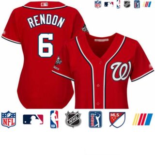 Nationals #6 Anthony Rendon Red Alternate 2019 World Series Champions Women's Stitched Baseball Jersey