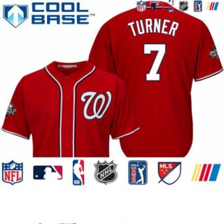Nationals #7 Trea Turner Red Cool Base 2019 World Series Bound Stitched Youth Baseball Jersey