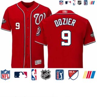 Nationals #9 Brian Dozier Red Flexbase Authentic Collection 2019 World Series Bound Stitched Baseball Jersey