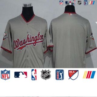 Nationals Blank Grey New Cool Base 2019 World Series Bound Stitched Baseball Jersey