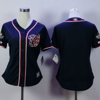 Nationals Blank Navy Blue Alternate 2 2019 World Series Champions Women's Stitched Baseball Jersey