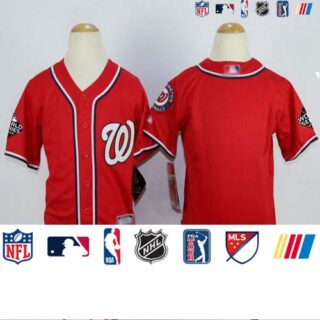 Nationals Blank Red Cool Base 2019 World Series Bound Stitched Youth Baseball Jersey