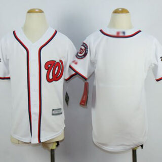 Nationals Blank White Cool Base 2019 World Series Champions Stitched Youth Baseball Jersey