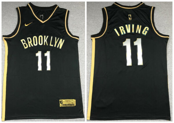Nets 11 Kyrie Irving Black Gold 2021 Nike Swingman Jersey