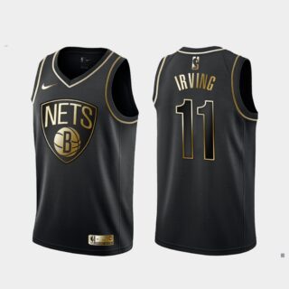 Nets 11 Kyrie Irving Black Gold Nike Swingman Jersey