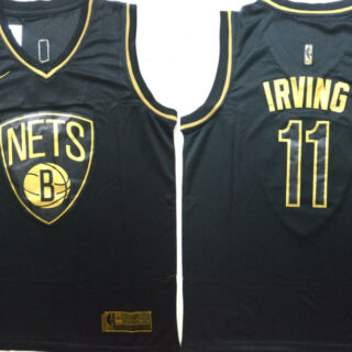 Nets 11 Kyrie Irving Black Gold Nike Swingman Jersey