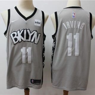 Nets 11 Kyrie Irving Gray Nike Swingman Jersey