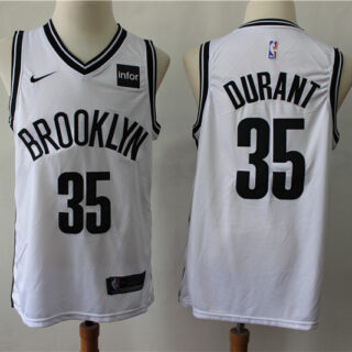 Nets 35 Kevin Durant White Nike Swingman Jersey