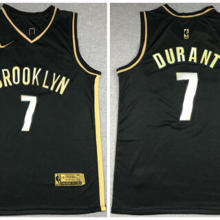 Nets 7 Kevin Durant Black Gold 2021 Nike Swingman Jersey