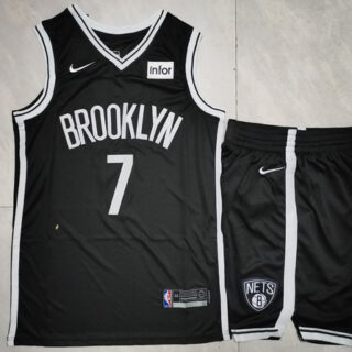 Nets 7 Kevin Durant Black Nike Swingman Jersey(With Shorts)