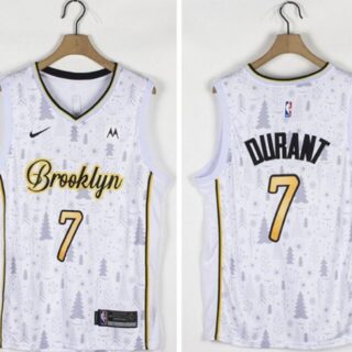 Nets 7 Kevin Durant White Nike Christmas Edition Swingman Jersey