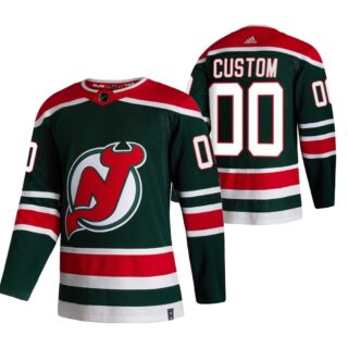 New Jersey Devils Custom Green Men's Adidas 2020-21 Reverse Retro Alternate NHL Jersey