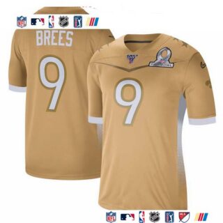 New Orleans Saints #9 Drew Brees Nike 2020 NFC Pro Bowl Game Jersey Gold