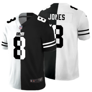 New York Giants #8 Daniel Jones Men's Black V White Peace Split Nike Vapor Untouchable Limited NFL Jersey