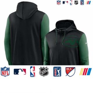 New York Jets Black Green Fan Gear Mascot Performance Full-Zip Hoodie