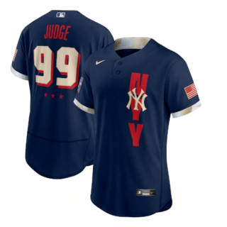 New York Yankees #99 Aaron Judge 2021 Navy All-Star Flex Base Stitched MLB Jersey
