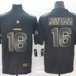 Nike 49ers 16 Joe Montana Black Gold Vapor Untouchable Limited Jersey