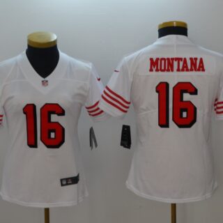 Nike 49ers 16 Joe Montana White Women Color Rush Vapor Untouchable Limited Jersey