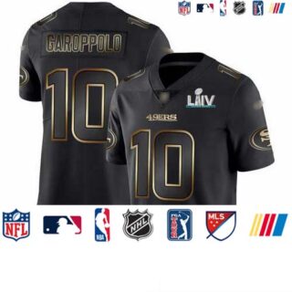 Nike 49ers #10 Jimmy Garoppolo Black Gold Super Bowl LIV 2020 Men's Stitched NFL Vapor Untouchable Limited Jersey