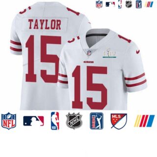 Nike 49ers #15 Trent Taylor White Super Bowl LIV 2020 Men's Stitched NFL Vapor Untouchable Limited Jersey