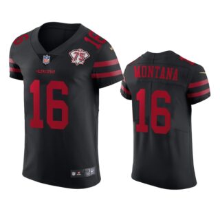 Nike 49ers #16 Joe Montana Black Alternate Men's 75th Anniversary Stitched NFL Vapor Untouchable Elite Jersey