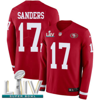 Nike 49ers #17 Emmanuel Sanders Red Super Bowl LIV 2020 Team Color Men's Stitched NFL Limited Therma Long Sleeve Jersey