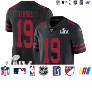 Nike 49ers #19 Deebo Samuel Black Super Bowl LIV 2020 Alternate Men's Stitched NFL 100th Season Vapor Limited Jersey
