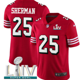 Nike 49ers #25 Richard Sherman Red Super Bowl LIV 2020 Team Color Men's Stitched NFL Vapor Untouchable Limited II Jersey